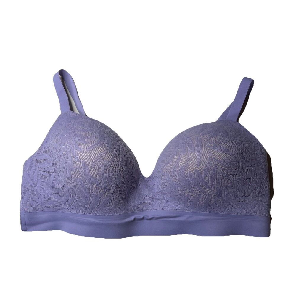 Soma Enbliss Wireless Bra Womens 38D Purple Padded Adjustable Straps Lace